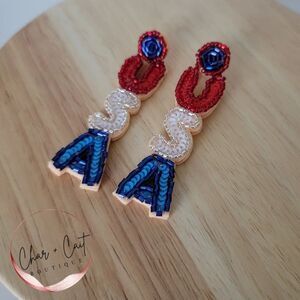 Beaded USA Statement Earrings
